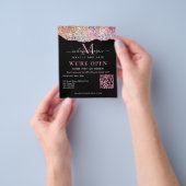 QR Code Holografisch Agate Glitter We're Open Zwar Flyer (Hand)