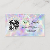 QR Code Holografische Glitter Make-up Artiest Luxe Visitekaartje (Achterkant)