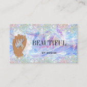 QR Code holografische nagelslak salon vrouw handna Visitekaartje (Voorkant)