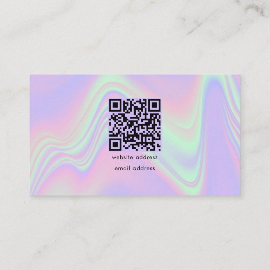 QR Code Holografische Opal Moderne Zaken Logo Visitekaartje (Achterkant)