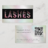 Qr code holografische vlinders wimpers typografie visitekaartje (Voorkant / Achterkant)