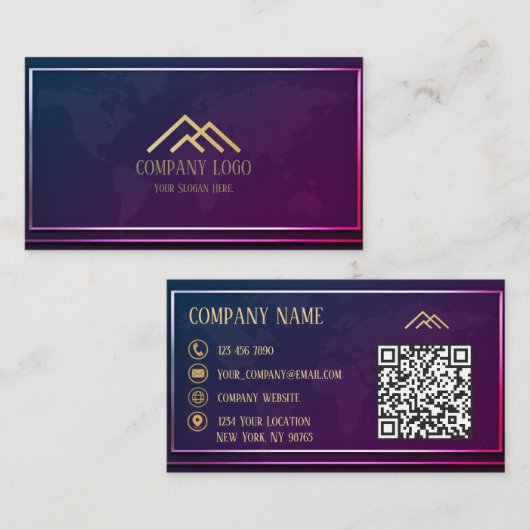 QR Code Hologram Moderne Minimalistische Professio Visitekaartje (Voorkant / Achterkant)