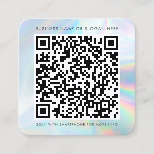 QR Code Holographic Company Logo Vierkante Visitekaartje (Voorkant)