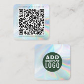 QR Code Holographic Company Logo Vierkante Visitekaartje (Voorkant / Achterkant)