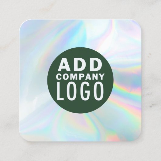 QR Code Holographic Company Logo Vierkante Visitekaartje (Achterkant)