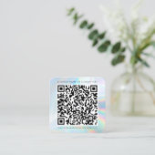 QR Code Holographic Company Logo Vierkante Visitekaartje (Staand voorkant)