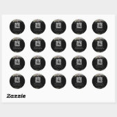 QR Code Holographic Glitter Business Black Ronde Sticker (Vel)