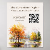 QR Code Honeymoon Fund Fall Lake Country Wedding Poster (Voorkant)