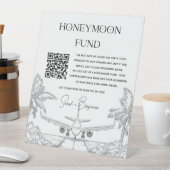 QR Code Honeymoon Fund huwelijksgeschenk Reclamebord Met Voetstuk (Insitu)