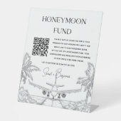 QR Code Honeymoon Fund huwelijksgeschenk Reclamebord Met Voetstuk (Voorkant)