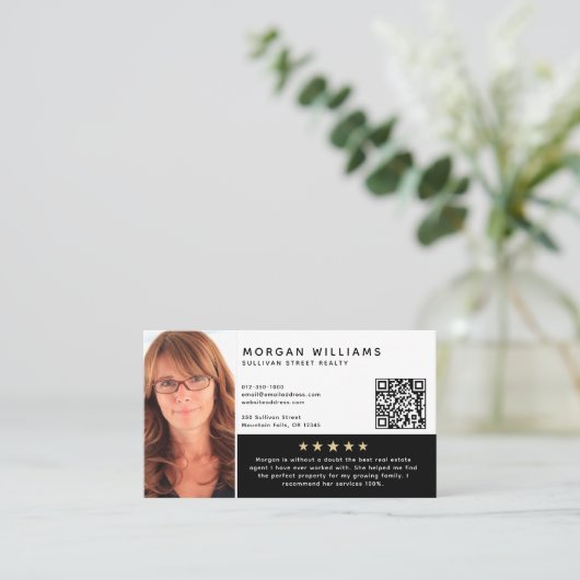 QR-code hoofdschot Review Echte agent Visitekaartje (Staand voorkant)