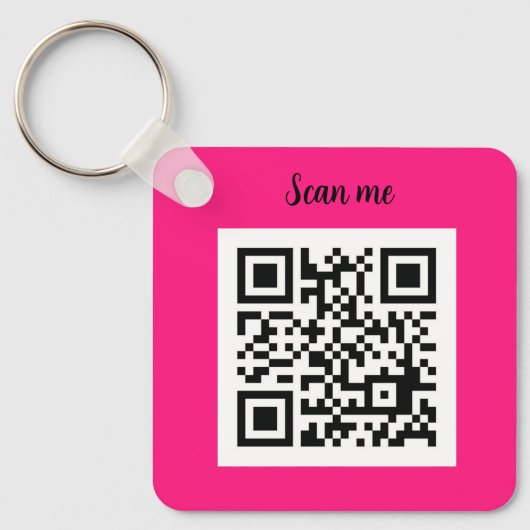 QR Code Hot Pink Elegante Zakelijk Sleutelhanger (Voorkant)