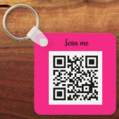 QR Code Hot Pink Elegante Zakelijk Sleutelhanger (Voorkant)