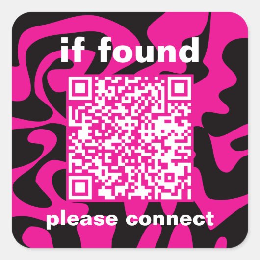 QR Code hot pink schattig verloren gevonden Vierkante Sticker (Voorkant)