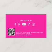 QR code hot roze moderne beauty influencer Visitekaartje (Achterkant)