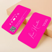 QR code hot roze moderne beauty influencer Visitekaartje