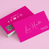 QR code hot roze moderne beauty influencer Visitekaartje