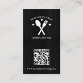 QR Code Hout Getextureerd Restaurant Logo Rustiek Visitekaartje (Voorkant)