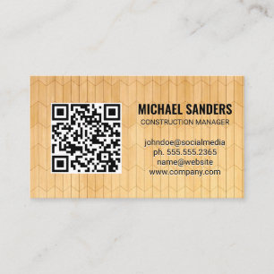 QR-code   Houten Paneelpatroon Visitekaartje