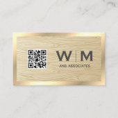 QR-code houtnerf | Gouden rand Visitekaartje (Voorkant)