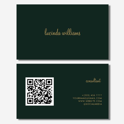 QR Code Houtskool Chic Goud Script Monogram Visitekaartje