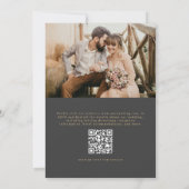 QR Code Houtskool Grijs Foto Minimalistische bruil Kaart (Achterkant)