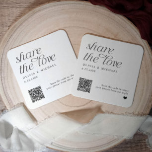 QR Code Huwelijks Onderzetters Deel de Liefde