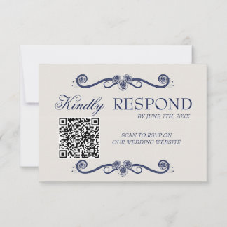 QR-code Huwelijks RSVP-kaart | Elegante Boho Oud G RSVP Kaartje