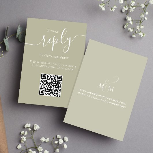 QR-code Huwelijks RSVP Script Sagegroen Informatiekaartje