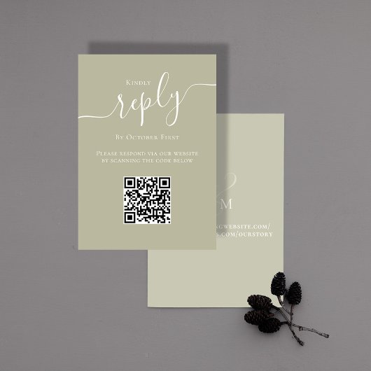 QR-code Huwelijks RSVP Script Sagegroen Informatiekaartje