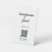 QR-code huwelijksfonds Honeymoon Reclamebord Met Voetstuk (Voorkant)