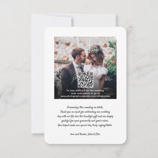QR Code Huwelijksfoto Website Eenvoudige Retro Bedankkaart (Achterkant)