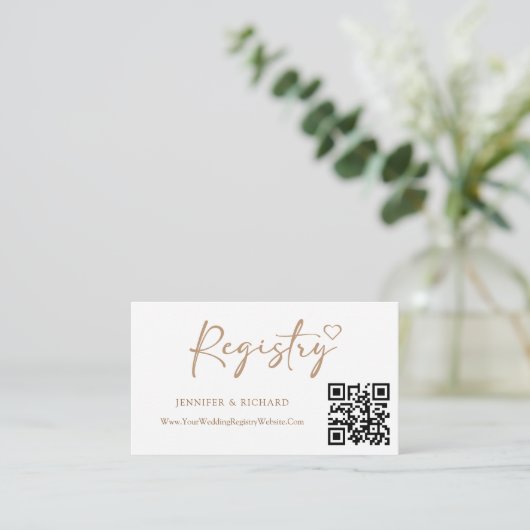 QR Code Huwelijksregister Elegante Gouden Kalligra Informatiekaartje (Staand voorkant)