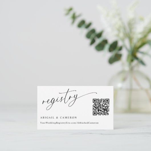 QR Code Huwelijksregister met Delicate Calligraphy Informatiekaartje (Staand voorkant)