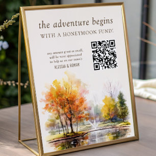 QR-code huwelijksreis fonds Herfst meer landelijke Poster
