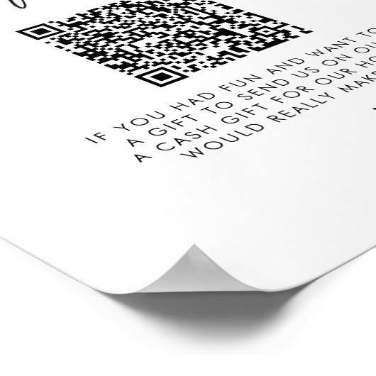 QR Code Huwelijksreis Fonds teken, Honeymoon Fonds Poster (Hoek)