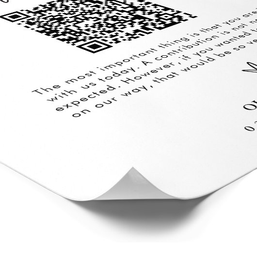 QR Code Huwelijksreis Fonds teken, Honeymoon Fonds Poster (Hoek)