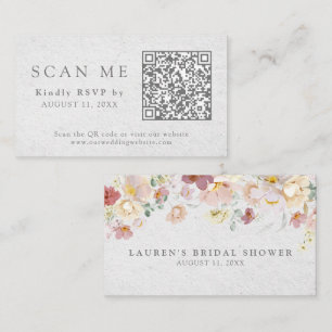 QR Code & Huwelijkswebsite Blush Roze Bloemen RSVP Informatiekaartje