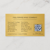 QR Code HVAC-technicus Navyblauw Goud Visitekaartje (Achterkant)