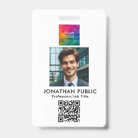 QR-code ID-kaart Personeelsfoto Bedrijfslogo Badge (Voorzijde)