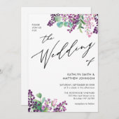 QR-code in één Paars Lila huwelijk Kaart (Voorkant / Achterkant)