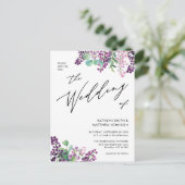 QR-code in één Paars Lila huwelijk Uitnodiging Briefkaart (Staand voorkant)