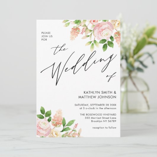 QR-code in één roze rozenbruin huwelijk Kaart (Staand voorkant)