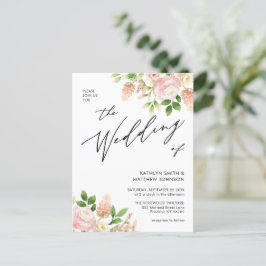 QR-code in één roze rozenbruin huwelijk Uitnodiging Briefkaart