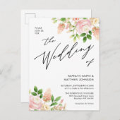 QR-code in één roze rozenbruin huwelijk Uitnodiging Briefkaart (Voorkant / Achterkant)