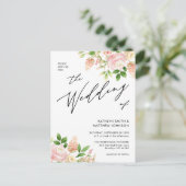 QR-code in één roze rozenbruin huwelijk Uitnodiging Briefkaart (Staand voorkant)