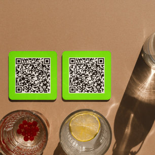 QR-code in fluorescerend groen Kartonnen Onderzetters