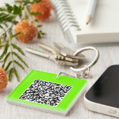 QR-code in fluorescerend groen Sleutelhanger (Voorkant Rechts)
