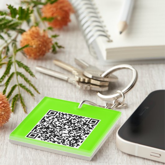 QR-code in fluorescerend groen Sleutelhanger (Voorkant Rechts)