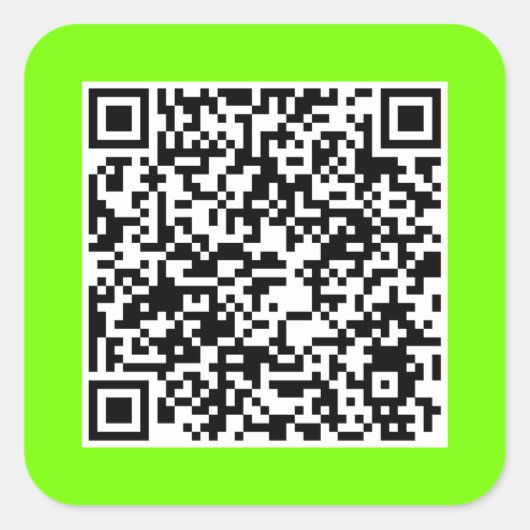 QR-code in fluorescerend groen Vierkante Sticker (Voorkant)